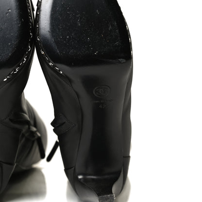 Chanel Lambskin CC Platform Cap Toe Chain Knee High Boots 42 Black 14 of 18
