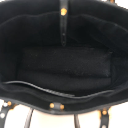 Saint Laurent Calfskin Raffia Mini Shopper Tote Naturale Black 5 of 13