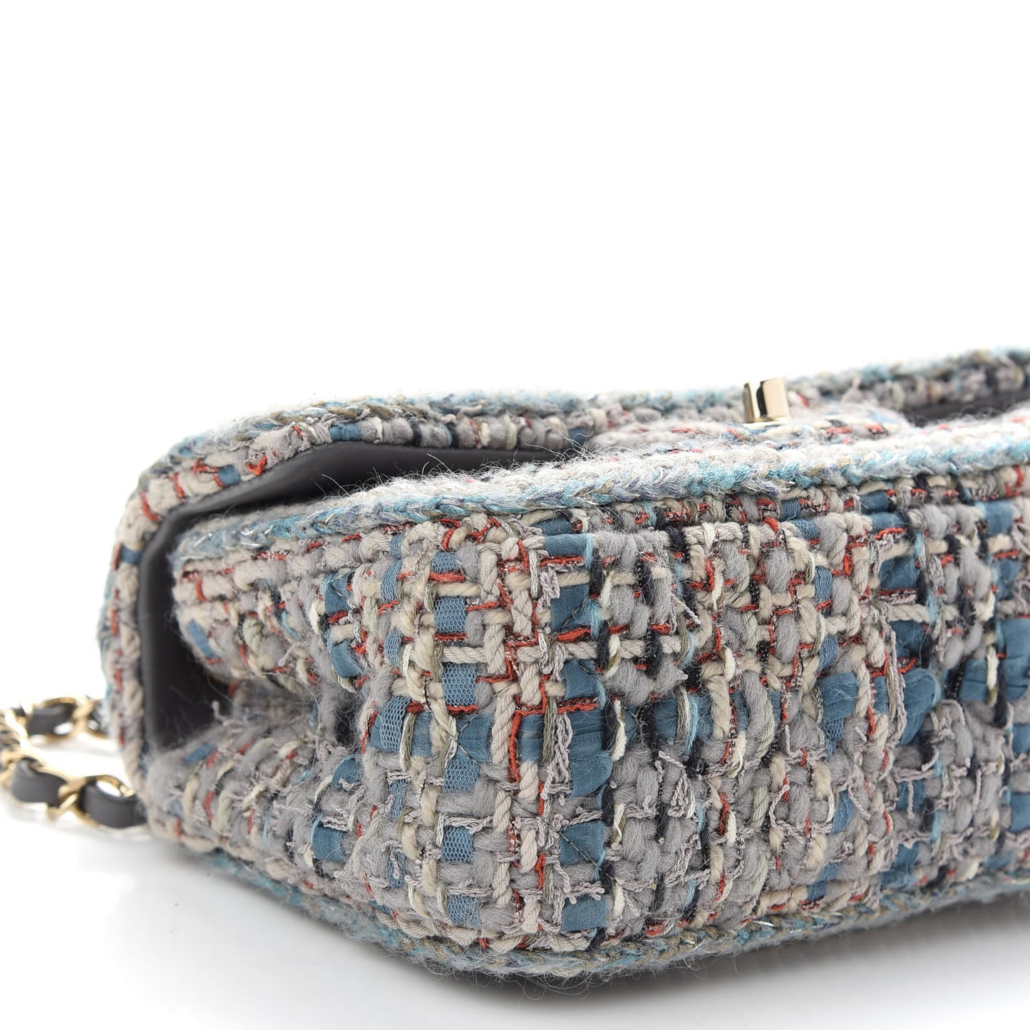 Tweed Quilted Mini Square Flap Bag Blue