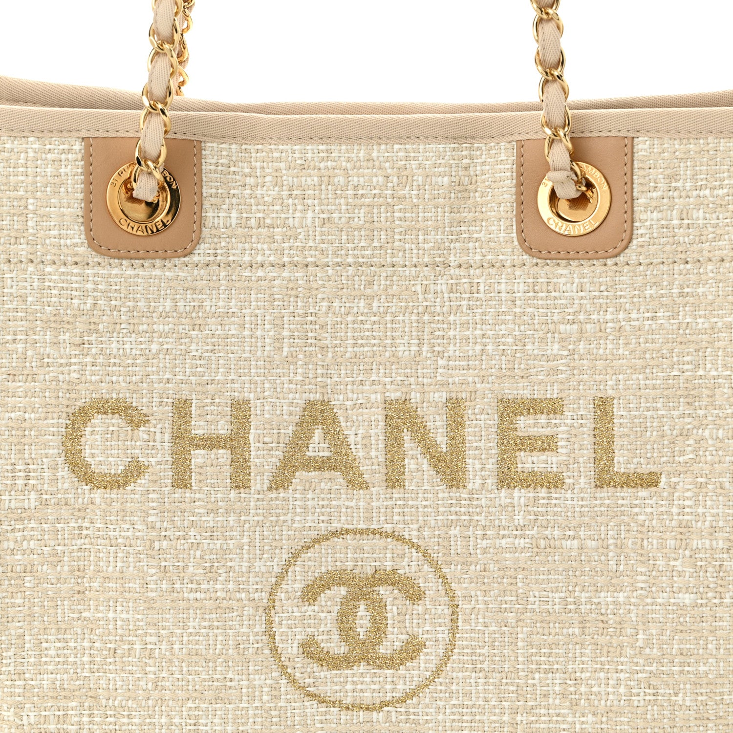 Chanel Lurex Boucle Small Deauville Tote Ivory 7 of 10