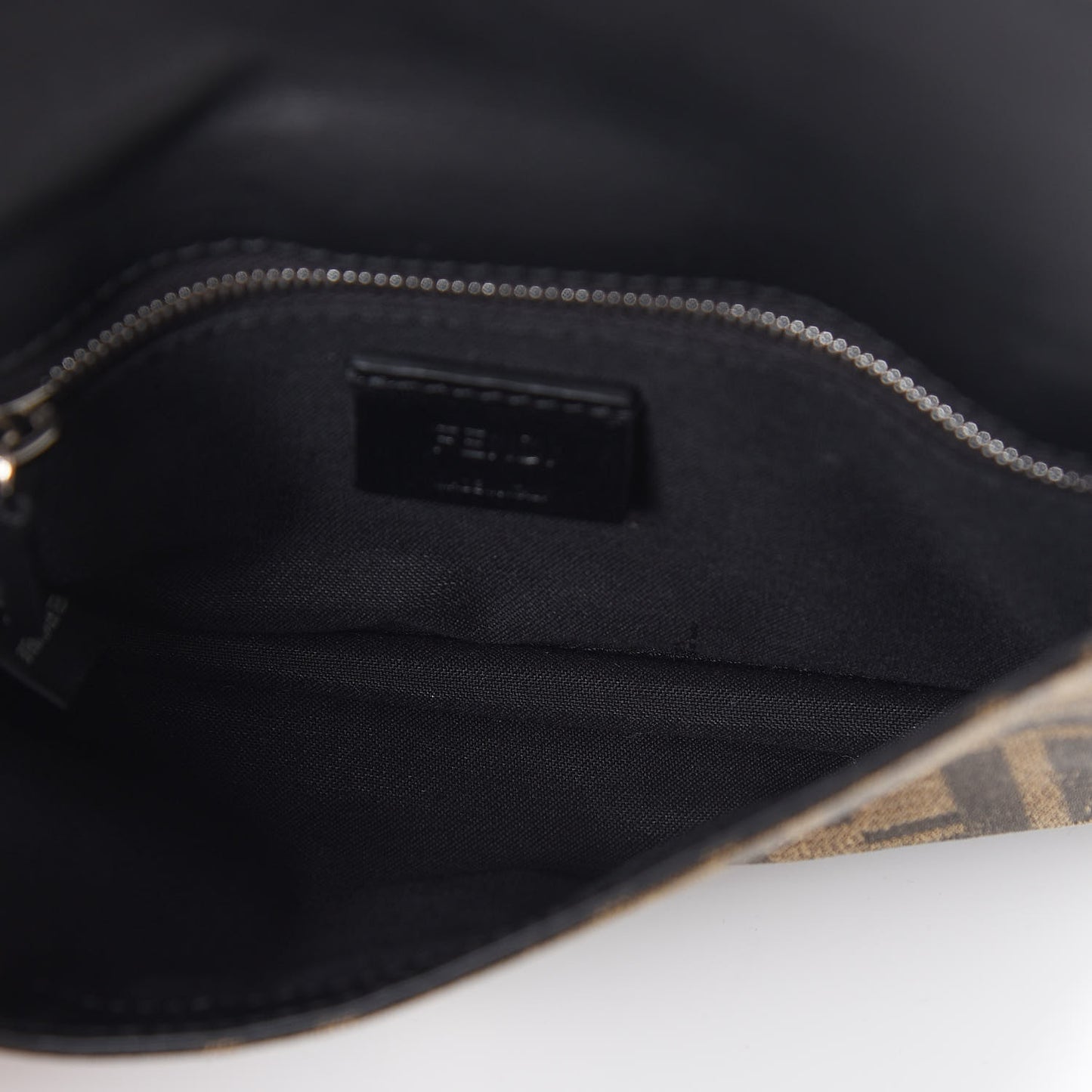 Recycled Fabric Jacquard Vitello Grace FF 1974 Baguette Belt Pouch Tobacco Moro Black