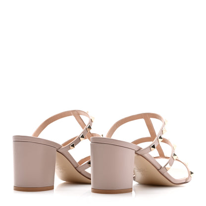 Valentino Garavani Calfskin Rockstud 60mm Caged Slide Sandals 39.5 Poudre 4 of 8