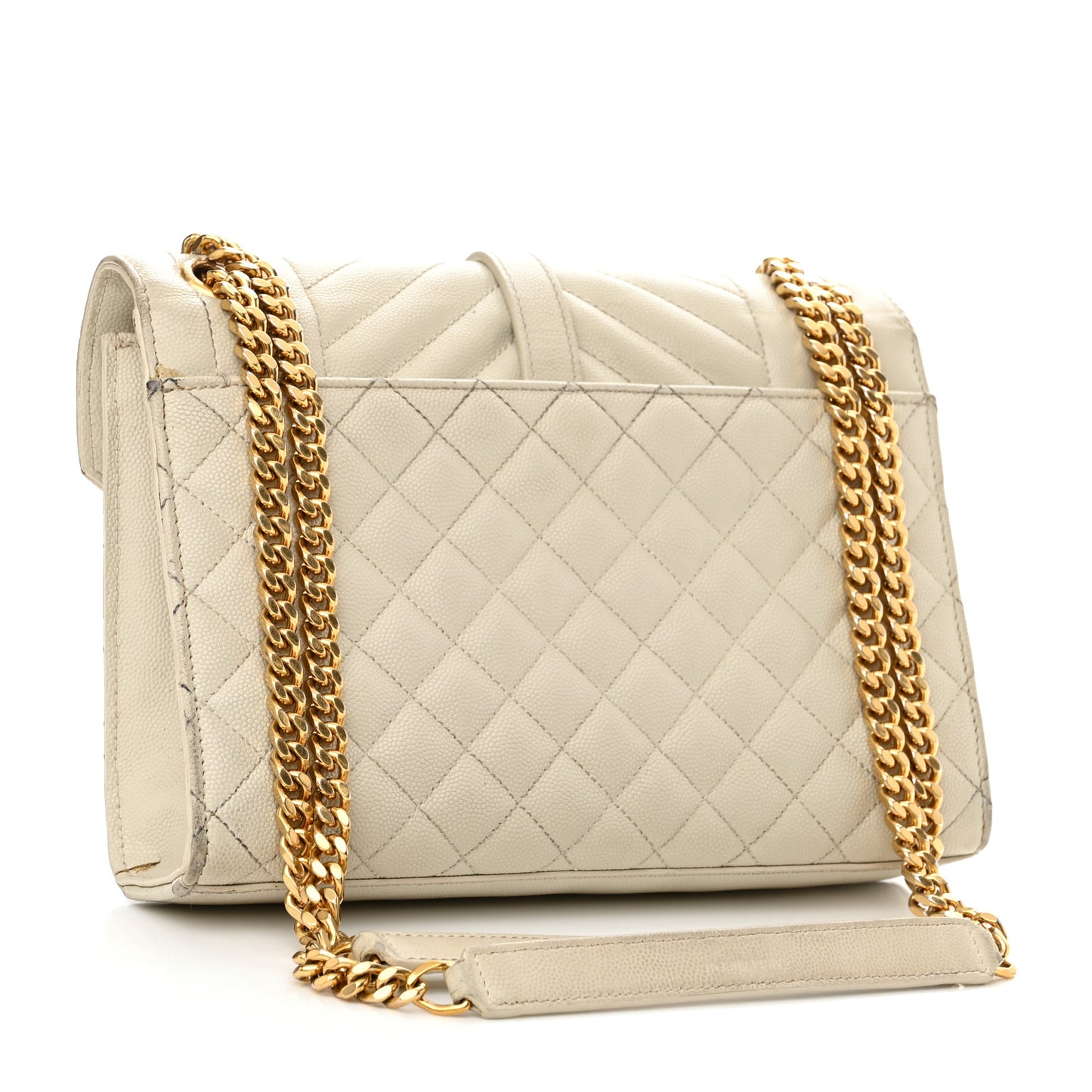 Grain De Poudre Textured Mixed Matelasse Triquilt Medium Monogram Satchel Crema Soft