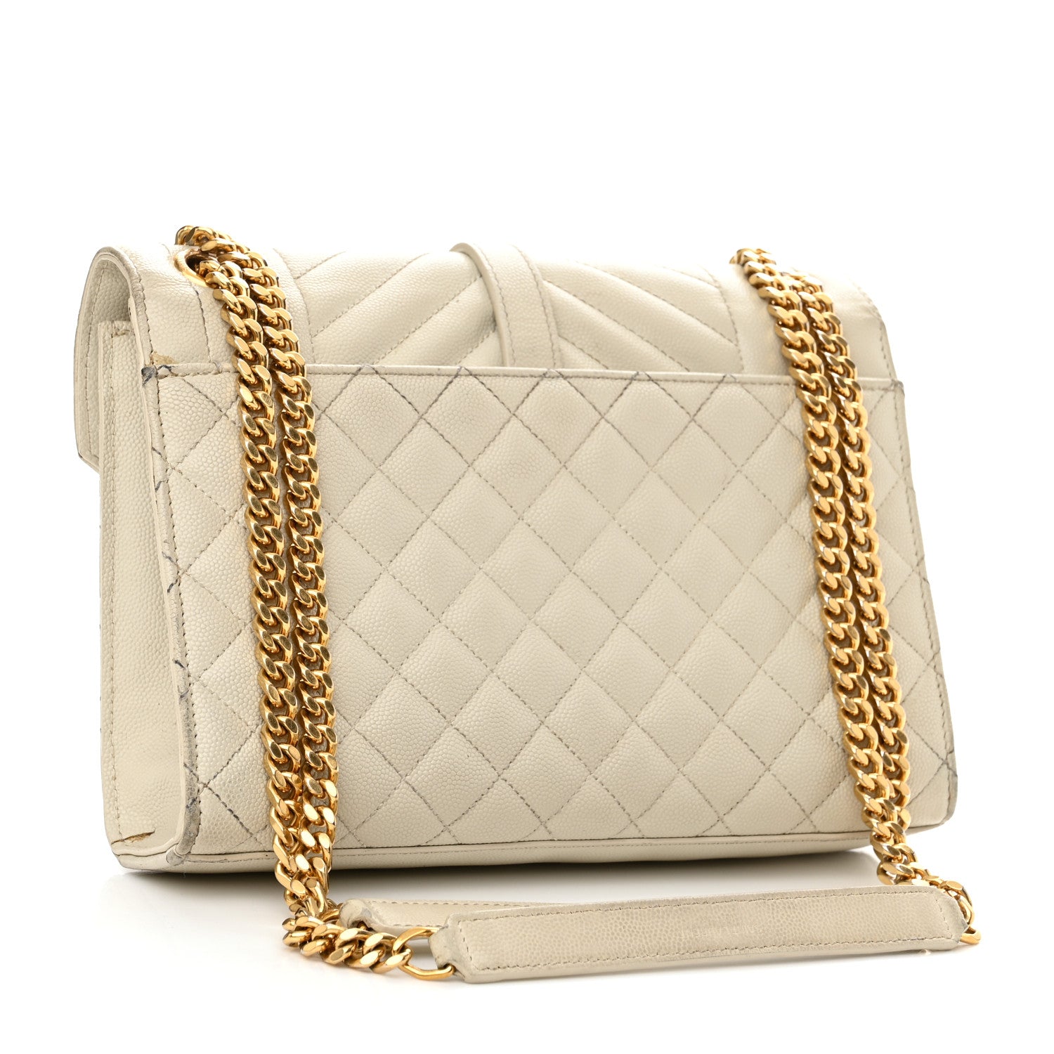 Saint Laurent Grain De Poudre Textured Mixed Matelasse Triquilt Medium Monogram Satchel Crema Soft 2 of 19
