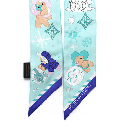 Louis Vuitton Silk Monogram 2024 Christmas Animation Vivienne BB Bandeau Blue 2 of 4