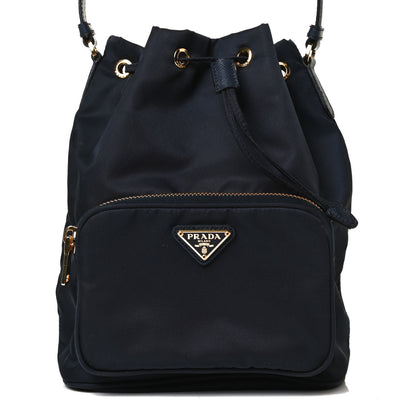 Prada Saffiano Tessuto Nylon Mini Bucket Crossbody Bag Navy 7 of 14