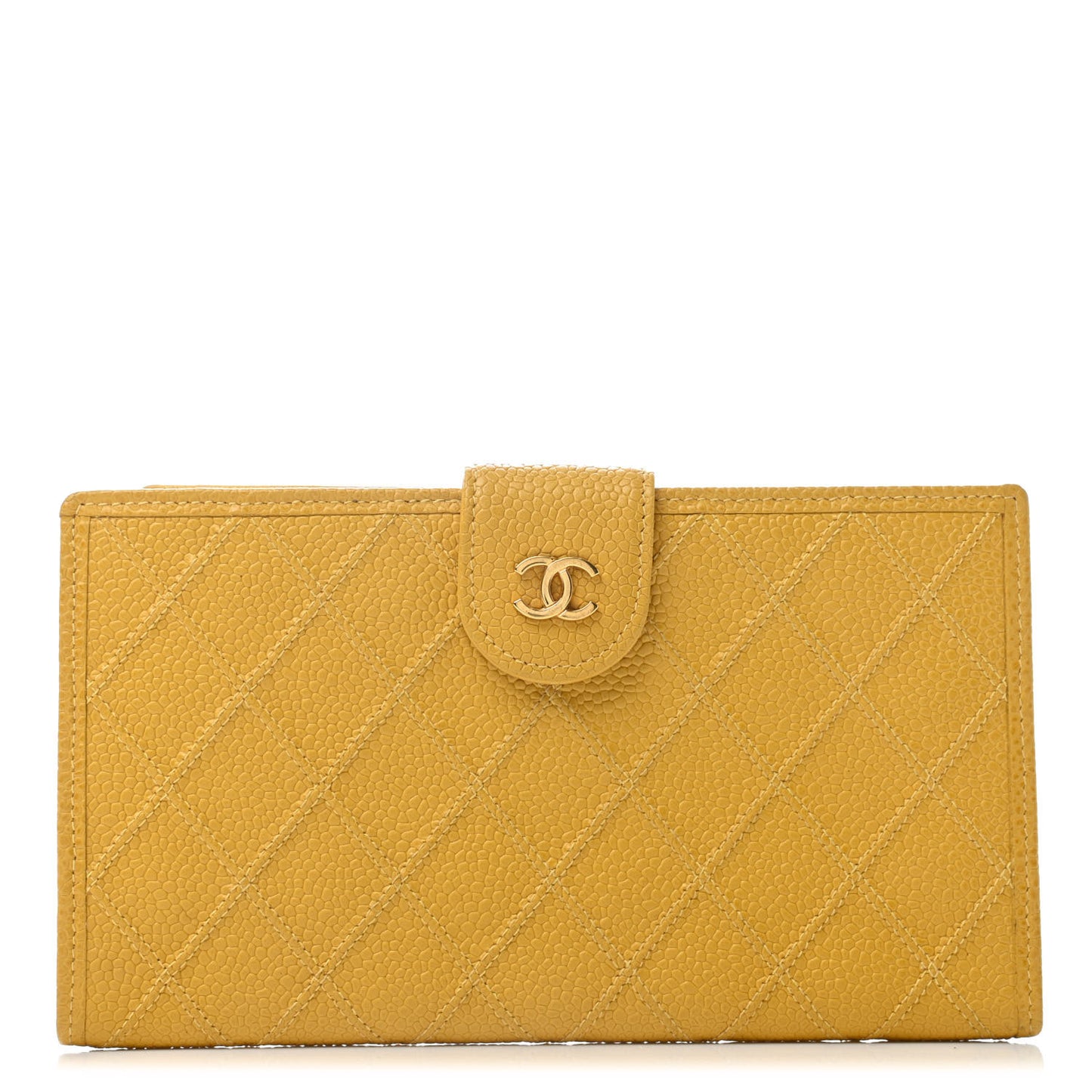 Caviar Stitched French Wallet Yellow