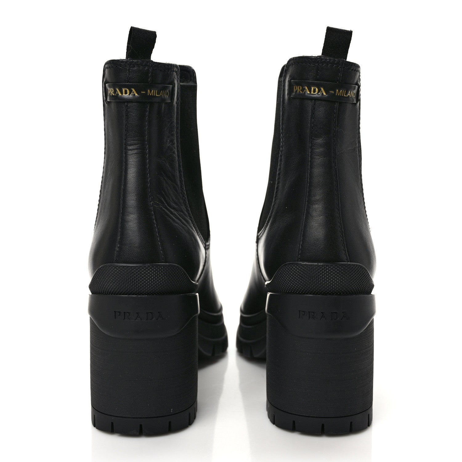 Prada Vitello Montana Lug Sole Chelsea 55mm Boots 40 Black 5 of 8
