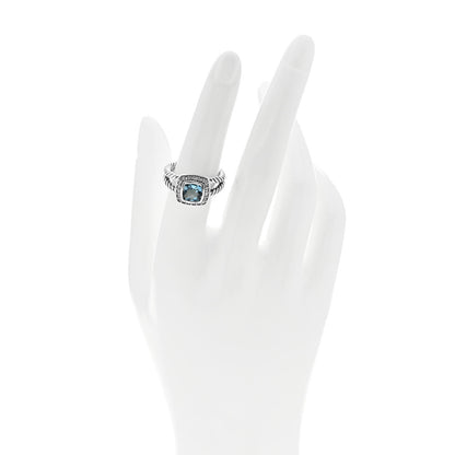 David Yurman Sterling Silver Diamond Blue Topaz 7mm Petite Albion Ring 53 6.5 2 of 4