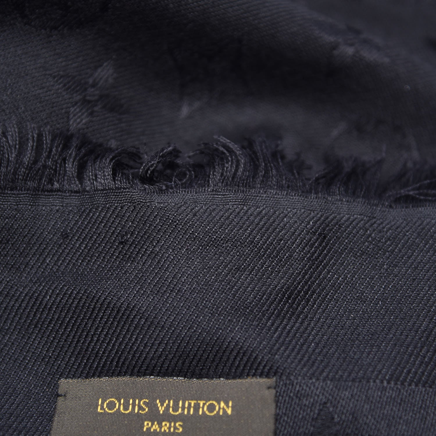 Louis Vuitton Wool Silk Monogram Shawl Black 17 of 17