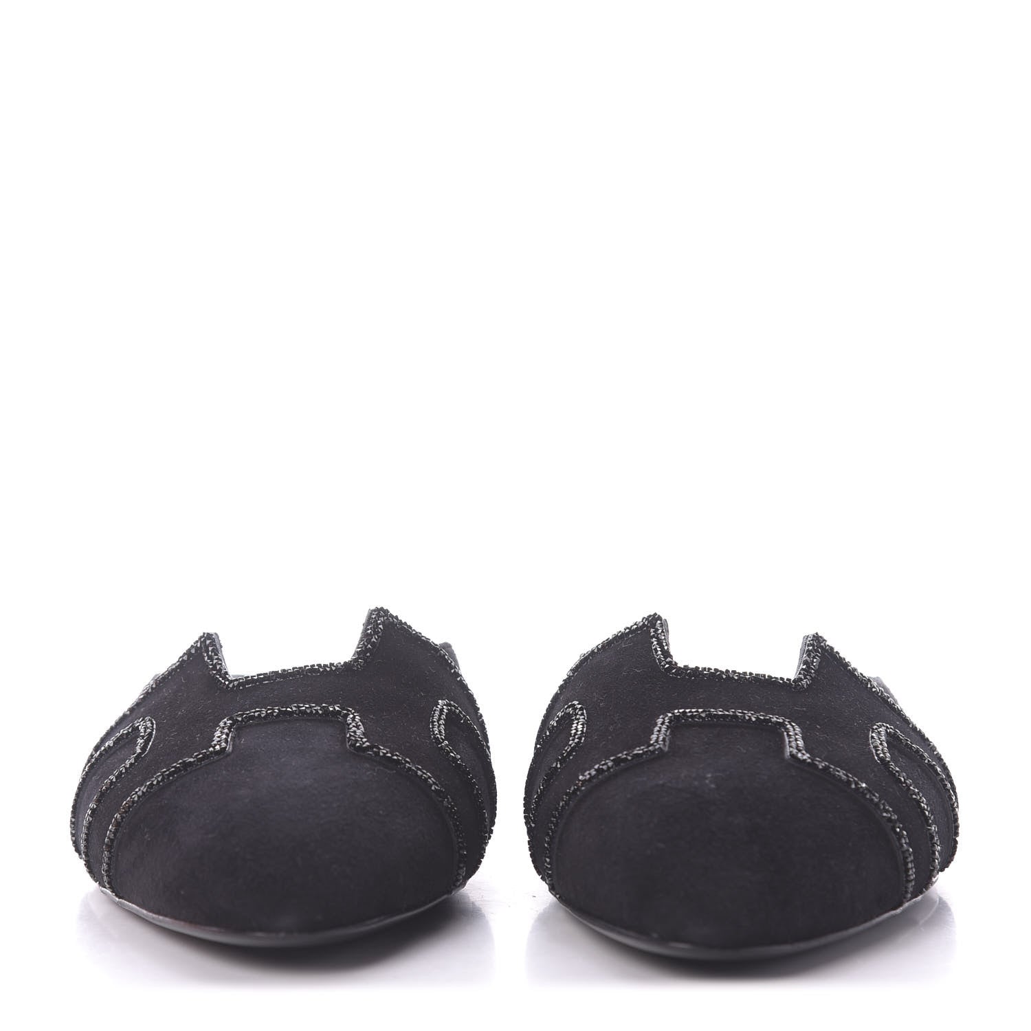 Hermes Suede Goatskin Rhinestone Roxane Mules 36.5 Black 2 of 11