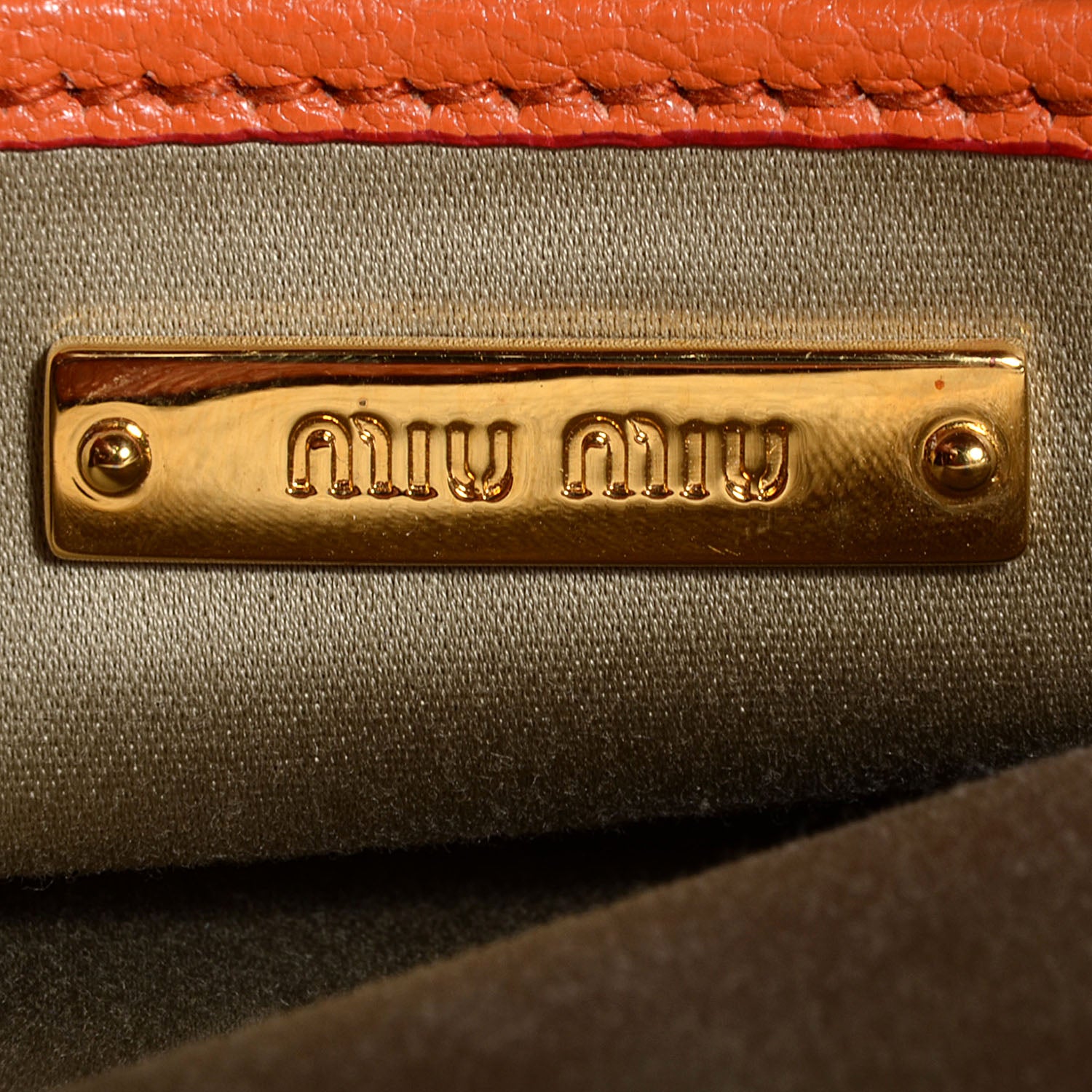 Miu Miu Goatskin Madras Shopping Tote Papaya 6 of 8