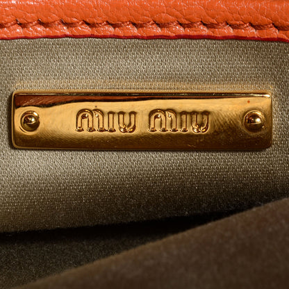 Miu Miu Goatskin Madras Shopping Tote Papaya 6 of 8