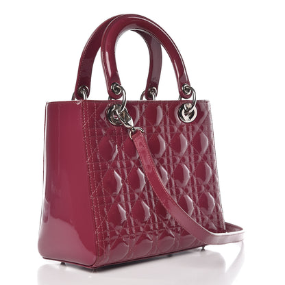 Christian Dior Patent Cannage Medium Lady Dior Dark Pink 3 of 14