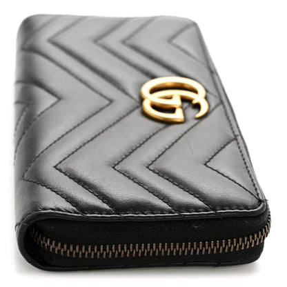 Gucci Calfskin Matelasse GG Marmont Zip Around Organizer Wallet Black 10 of 11