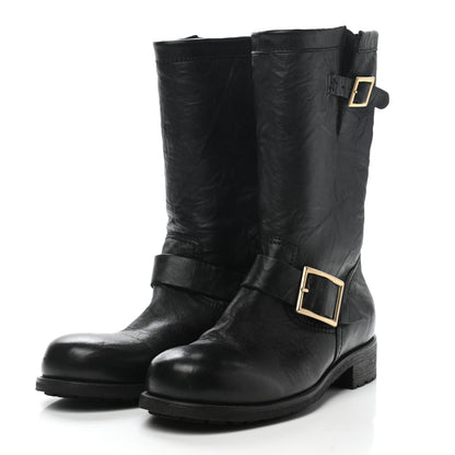 Jimmy Choo Rugged Leather Biker Boots 38.5 Black 3 of 8
