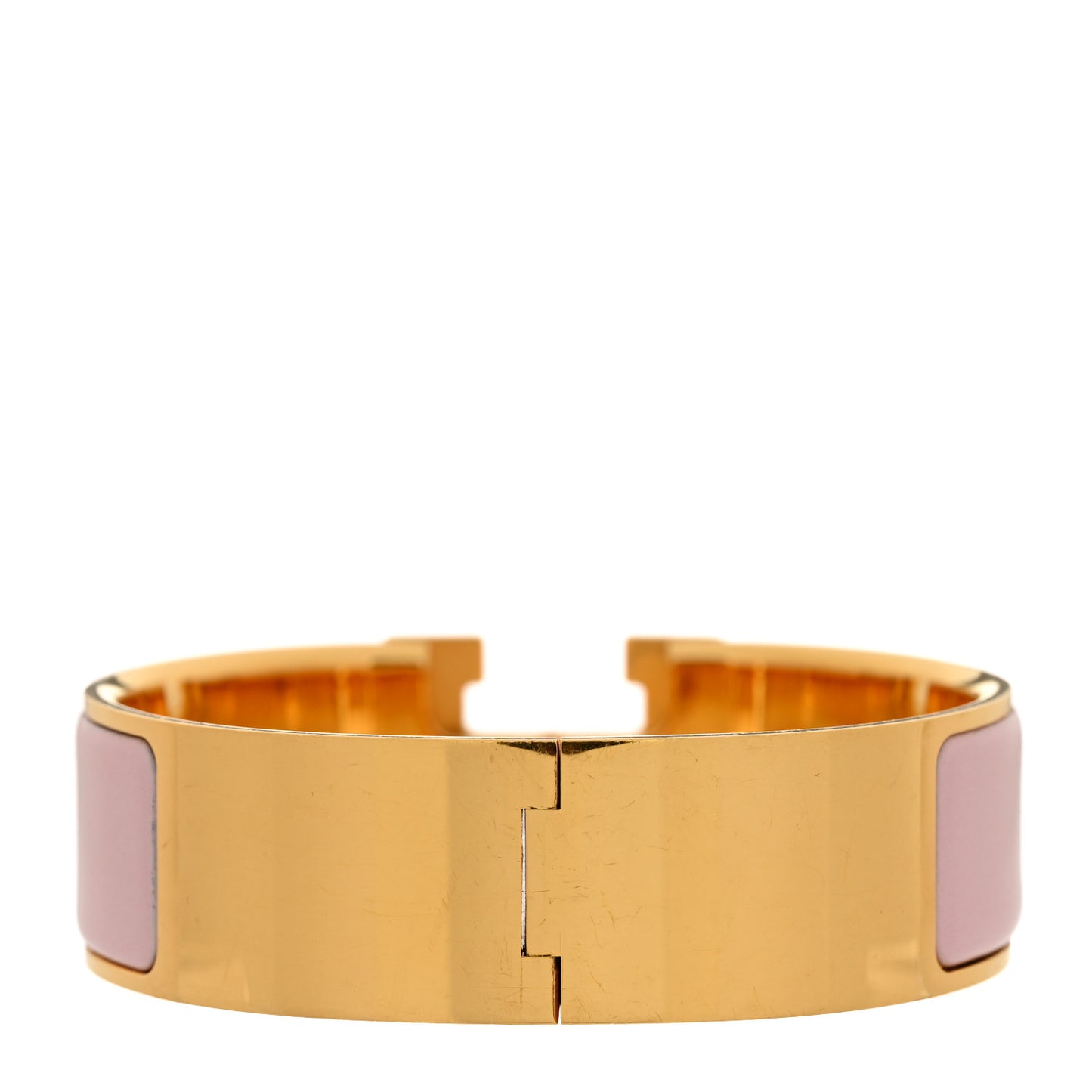 Enamel Wide Clic Clac H Bracelet GM Rose Poudre