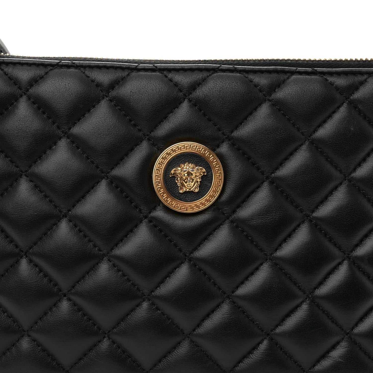 Versace Calfskin Quilted Small Tribute Icon Pouch Black 6 of 11