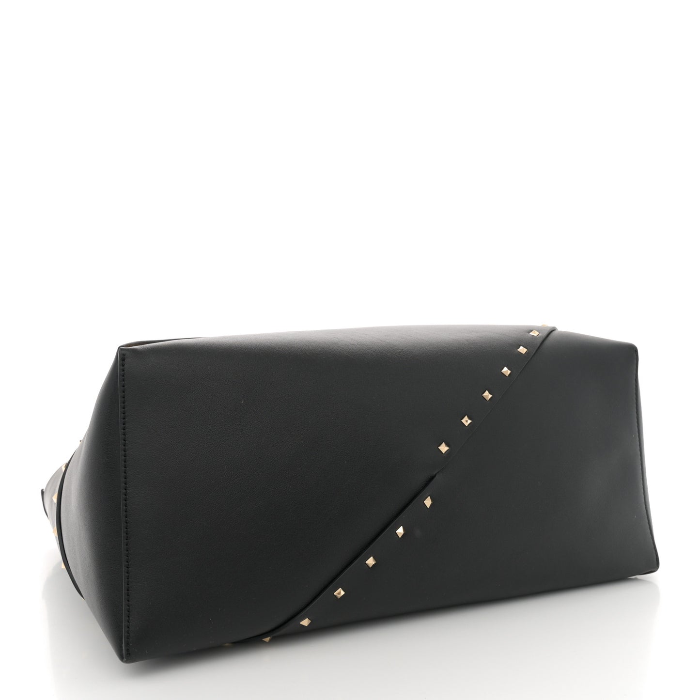 Calfskin Rockstud Large Wispy Tote Black