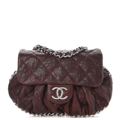Chanel Washed Lambskin Quilted Mini Chain Around Flap Dark Brown 1 of 7