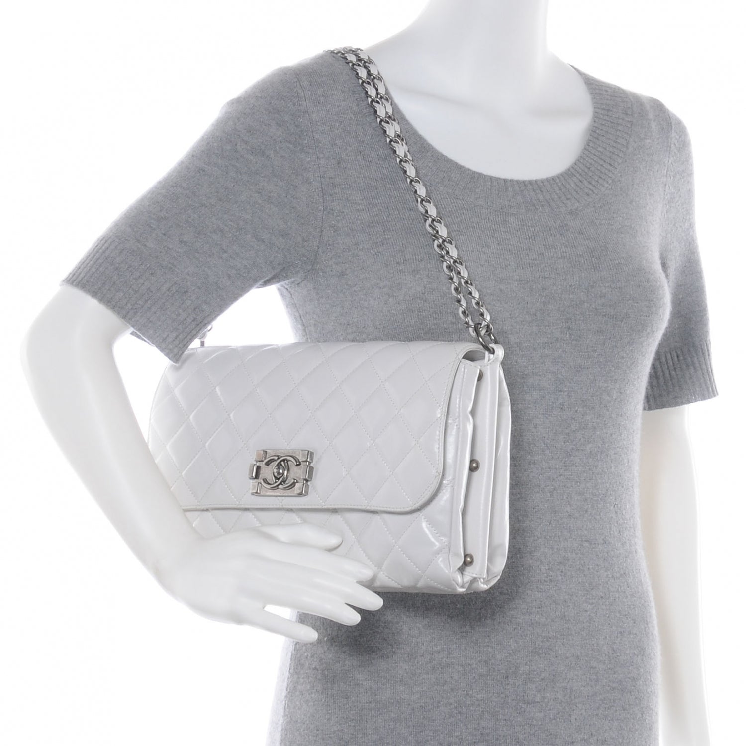 Chanel Lambskin Quilted Medium Boy Flap White 2 of 8