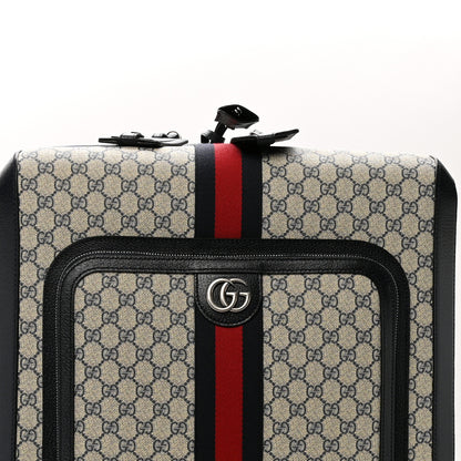 Gucci GG Supreme Monogram Textured Dollar Calfskin Web Savoy Cabin Plus Trolley Beige Blue 8 of 14