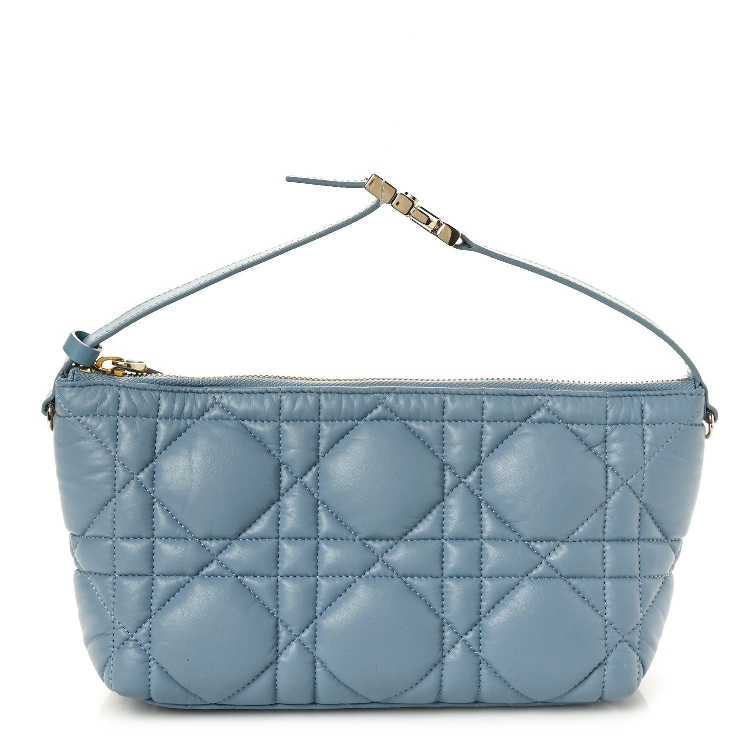 Christian Dior Calfskin Macrocannage Medium Diortravel Nomad Pouch Bracing Blue 1 of 9
