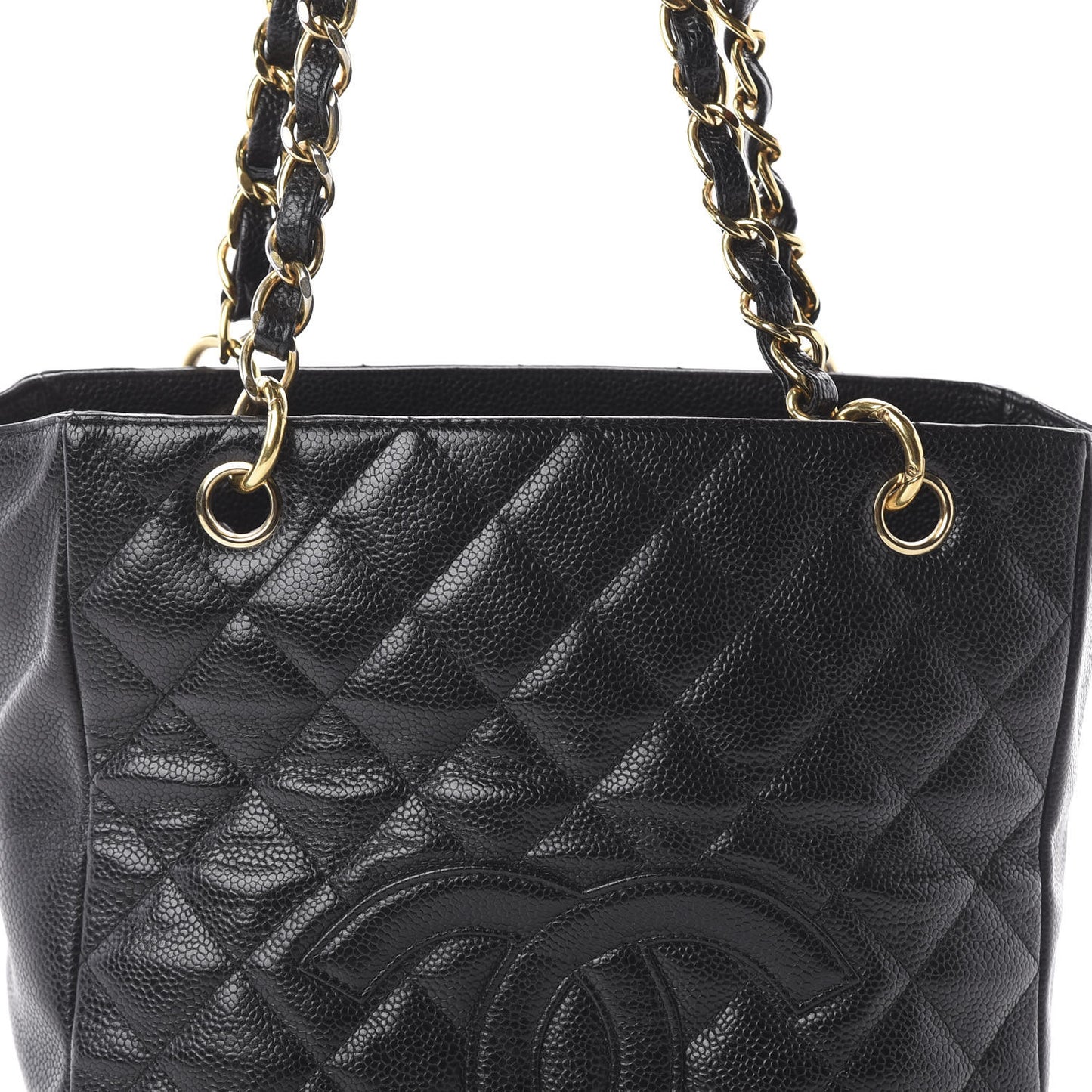 Caviar Quilted Petit Shopping Tote PST Black