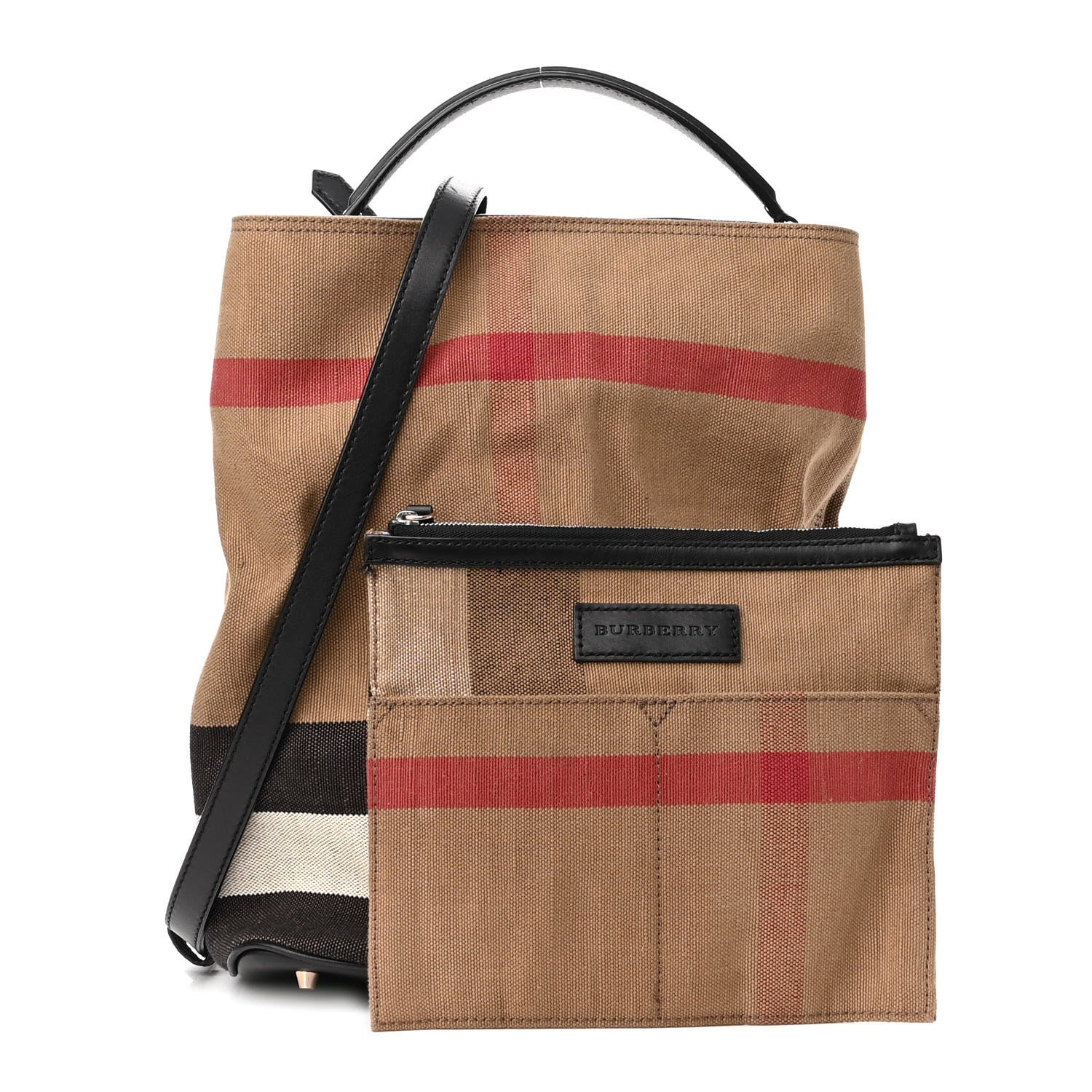 Burberry Canvas Mega Check Medium Ashby Hobo Black 1 of 15