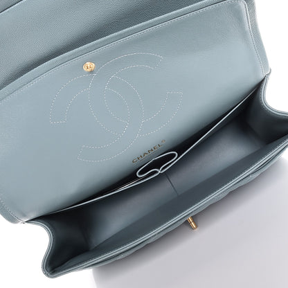 Chanel Caviar Quilted Jumbo Double Flap Light Blue 6 of 9