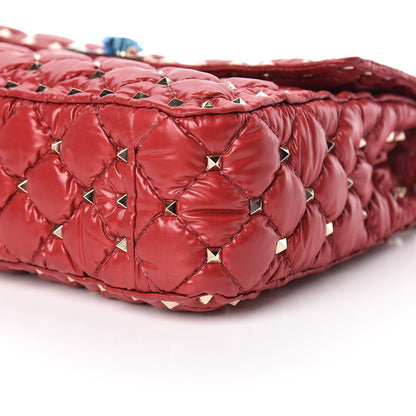 Valentino Garavani Nylon Moncler Quilted Medium Rockstud Spike Shoulder Bag Rosso Valentino 6 of 11