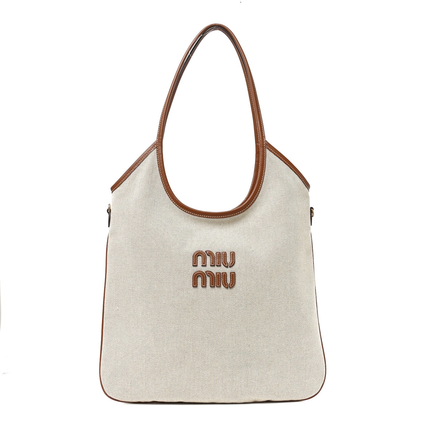Miu Miu Canvas Ivy Beige Brandy 1 of 9