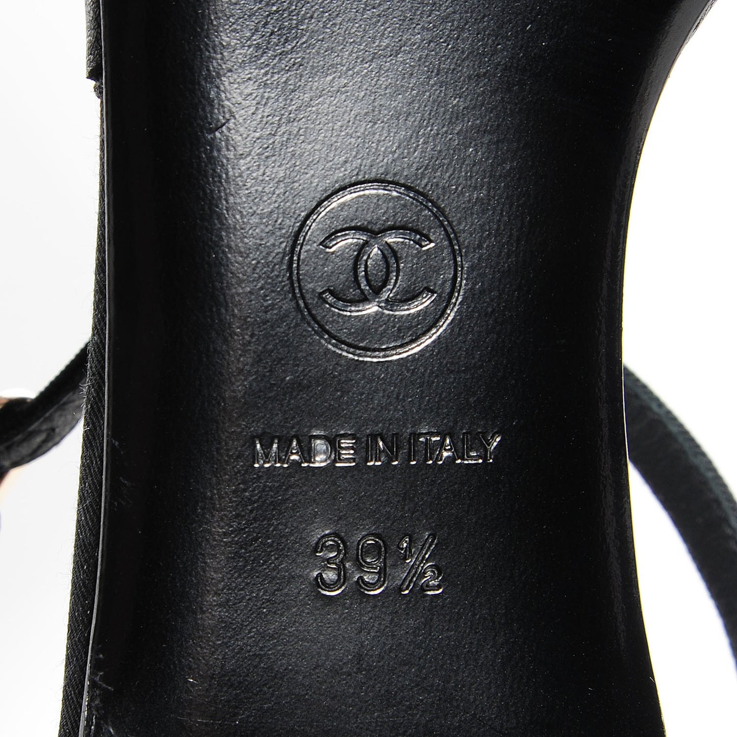 Leather CC Chain Thong Sandals 39.5 Black Gold