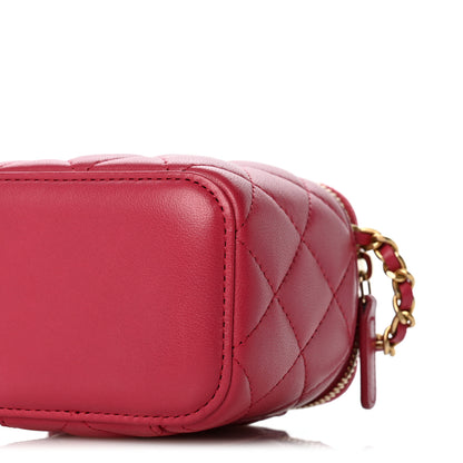 Chanel Lambskin Quilted Top Handle Mini Vanity Case With Chain Dark Pink 10 of 12