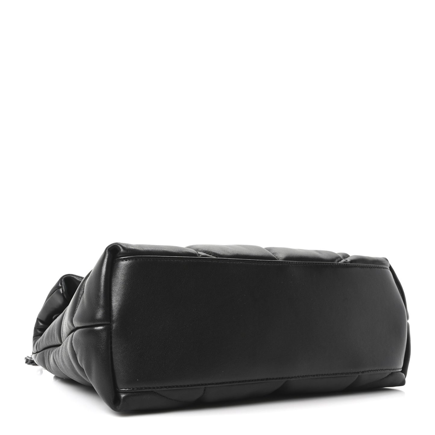Lambskin Quilted Monogram Monochrome Medium Loulou Puffer Chain Satchel Black
