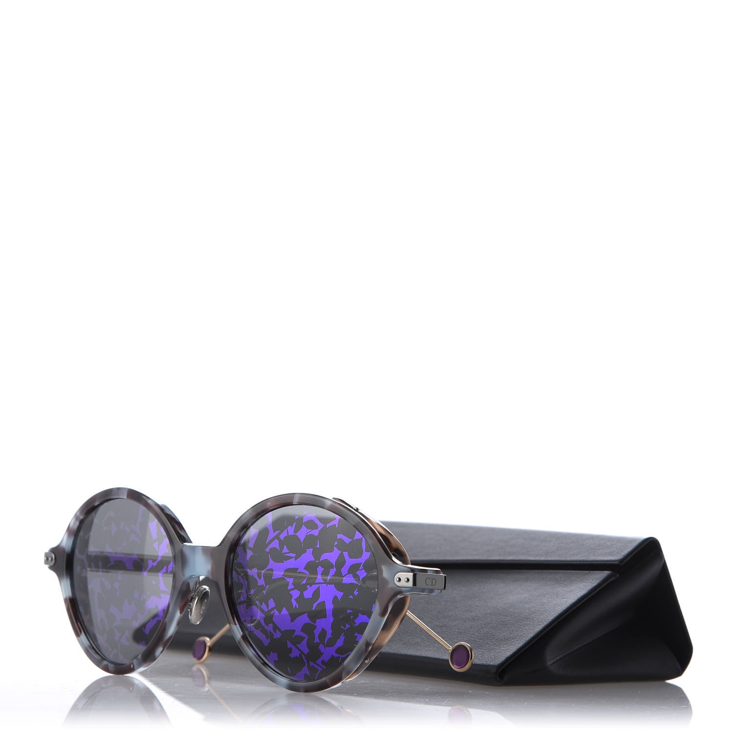 Christian Dior Acetate Leaf Print Umbrage Round Sunglasses Purple Foliage 7 of 7
