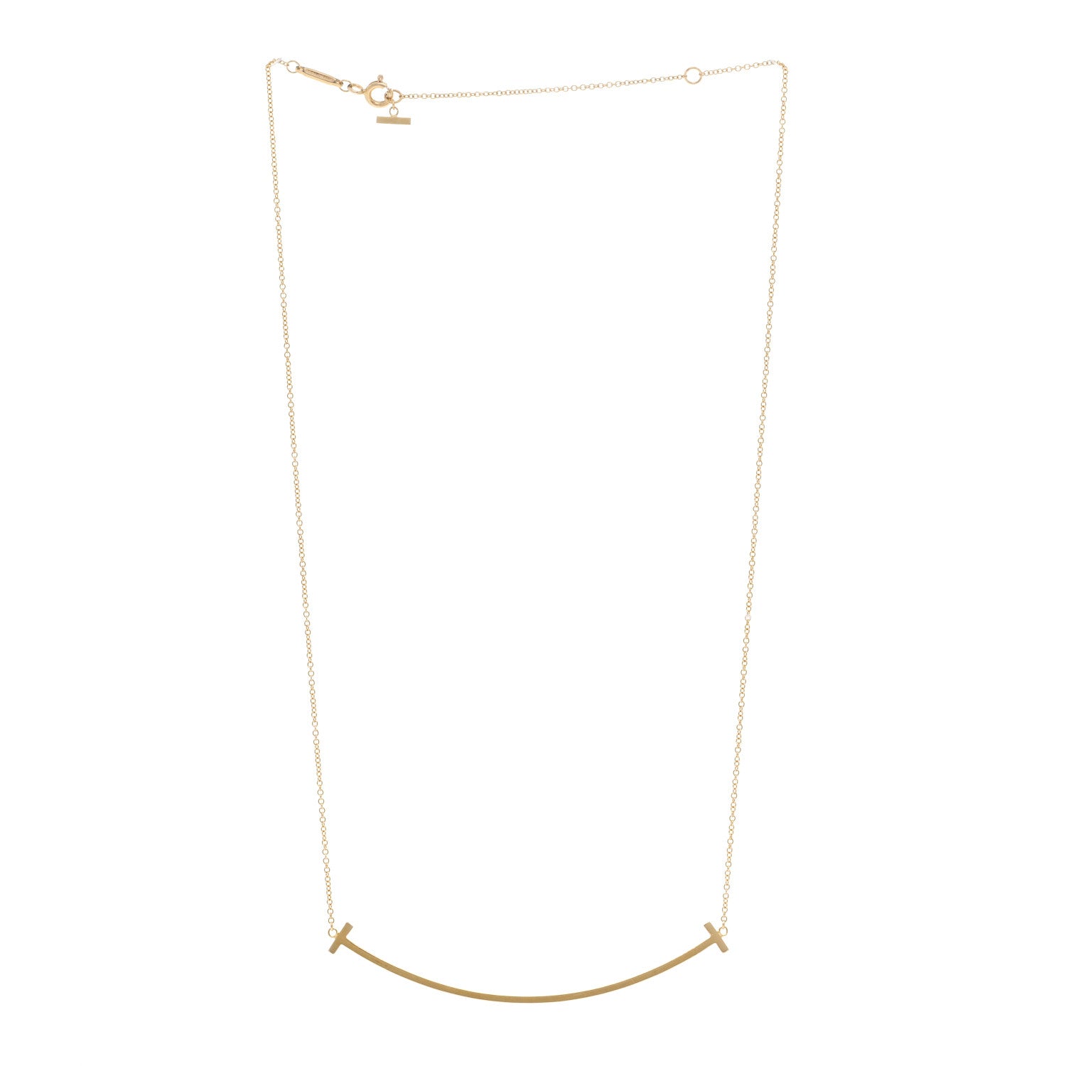 Tiffany 18K Yellow Gold Large T Smile Pendant Necklace 3 of 4