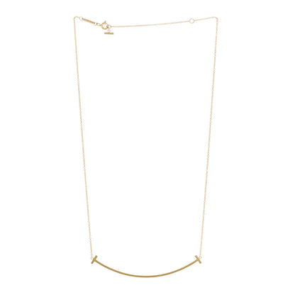 Tiffany 18K Yellow Gold Large T Smile Pendant Necklace 3 of 4