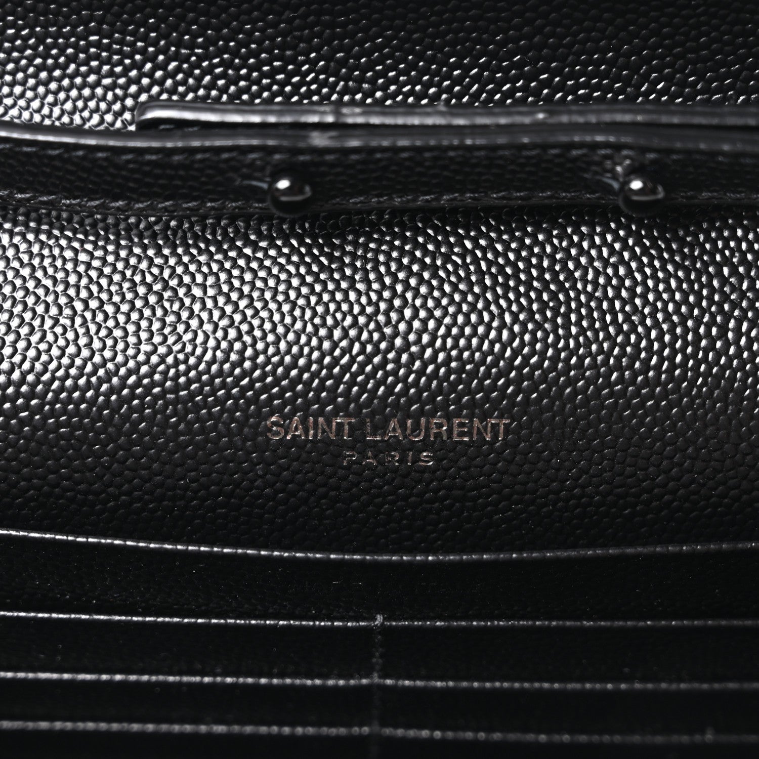 Saint Laurent Grain De Poudre Matelasse Chevron Monogram Monochrome Chain Wallet Black 6 of 11