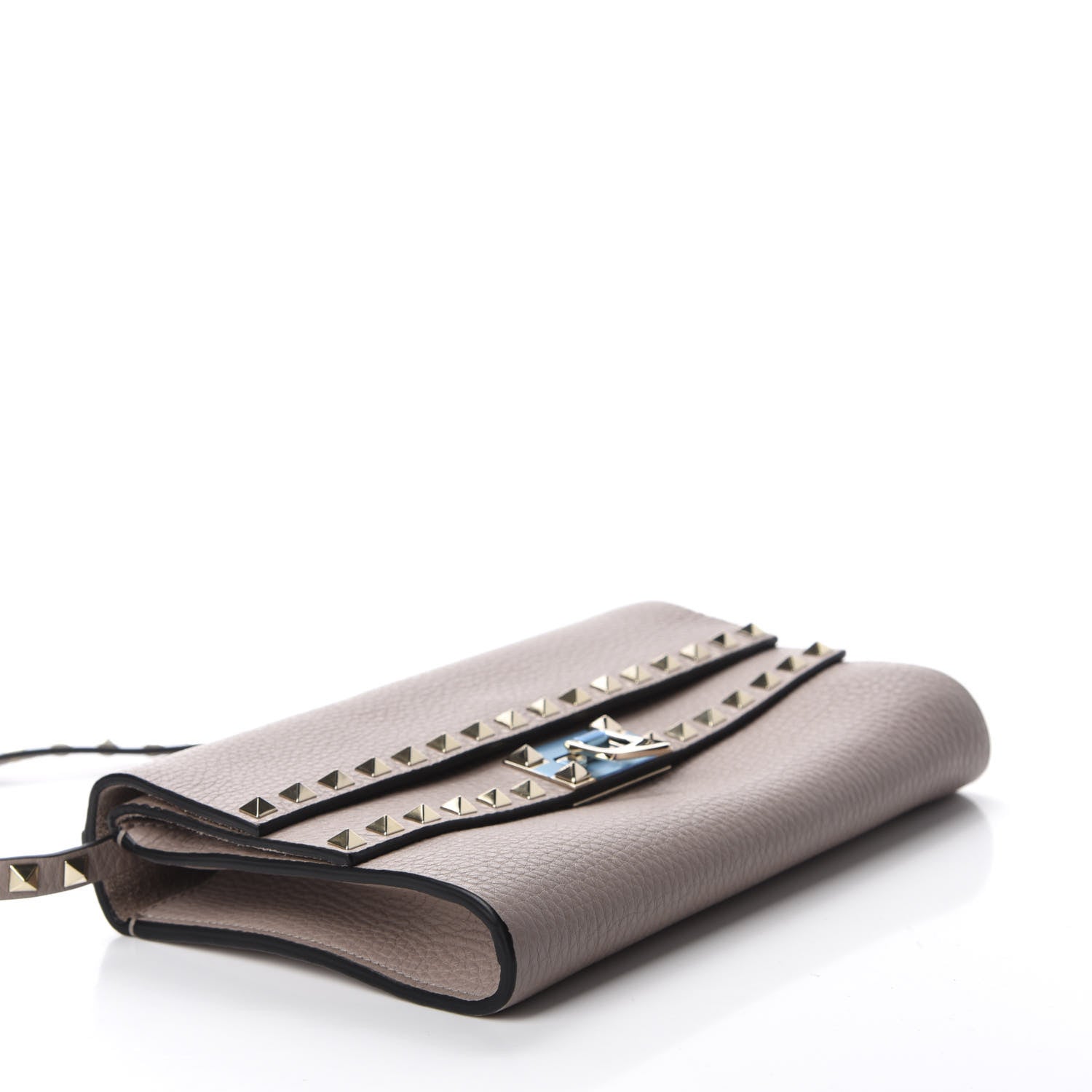 Valentino Garavani Grainy Calfskin Rockstud Double Flap Crossbody Bag Poudre 3 of 8