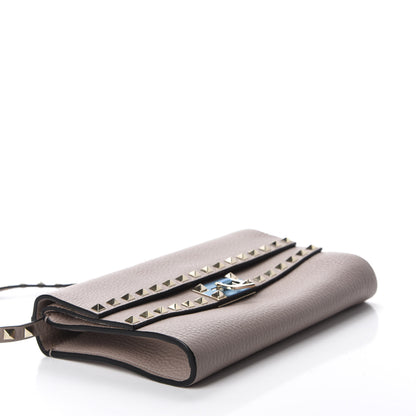 Valentino Garavani Grainy Calfskin Rockstud Double Flap Crossbody Bag Poudre 3 of 8