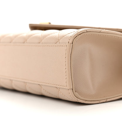 Saint Laurent Grain De Poudre Textured Mixed Matelasse Medium Triquilt Monogram Satchel Dark Beige 9 of 10