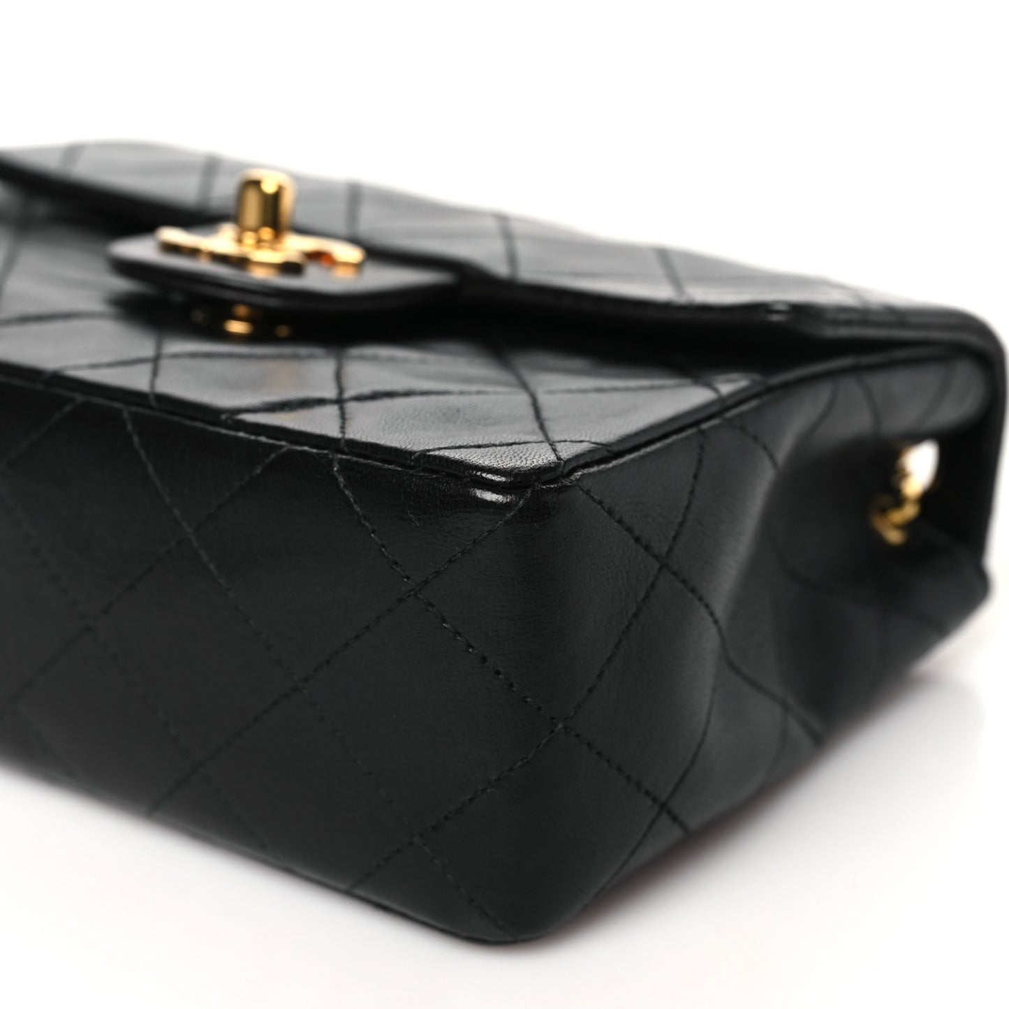 Lambskin Quilted Mini Square Flap Black