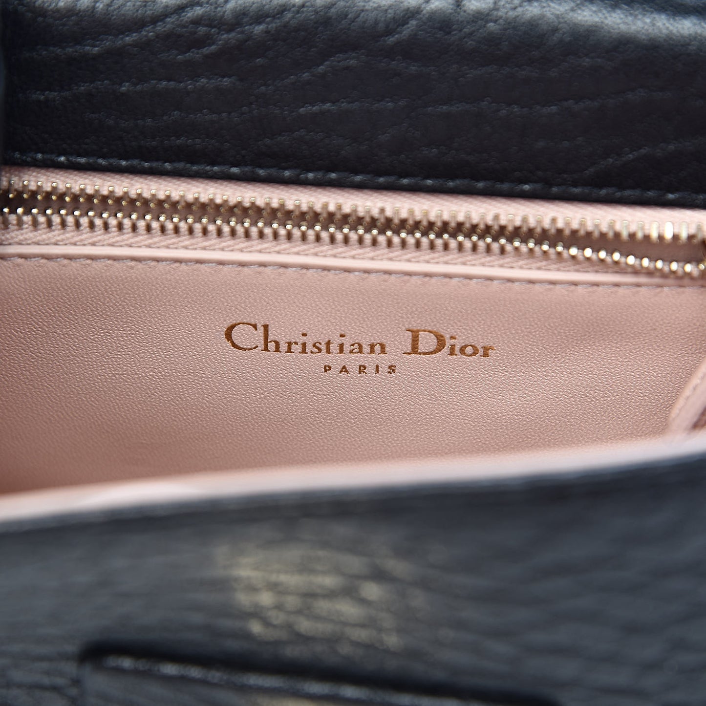 Crinkled Lambskin Embellished Diorama Club Bag Black