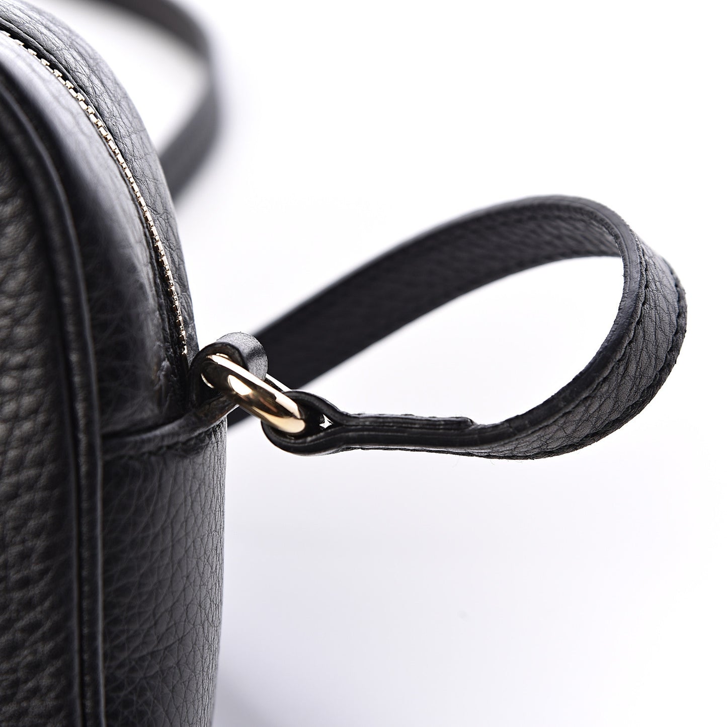 Pebbled Calfskin Small Soho Disco Bag Black