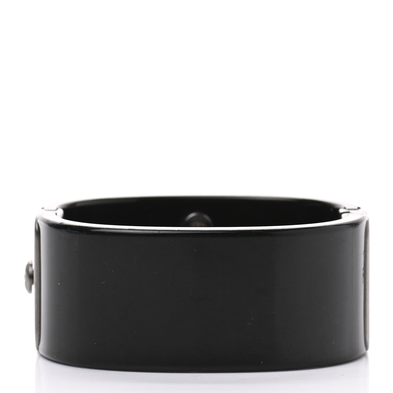 Chanel Resin Enamel Pearl CC Cuff Black 2 of 3