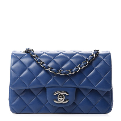 Chanel Lambskin Quilted Mini Rectangular Flap Blue 1 of 12