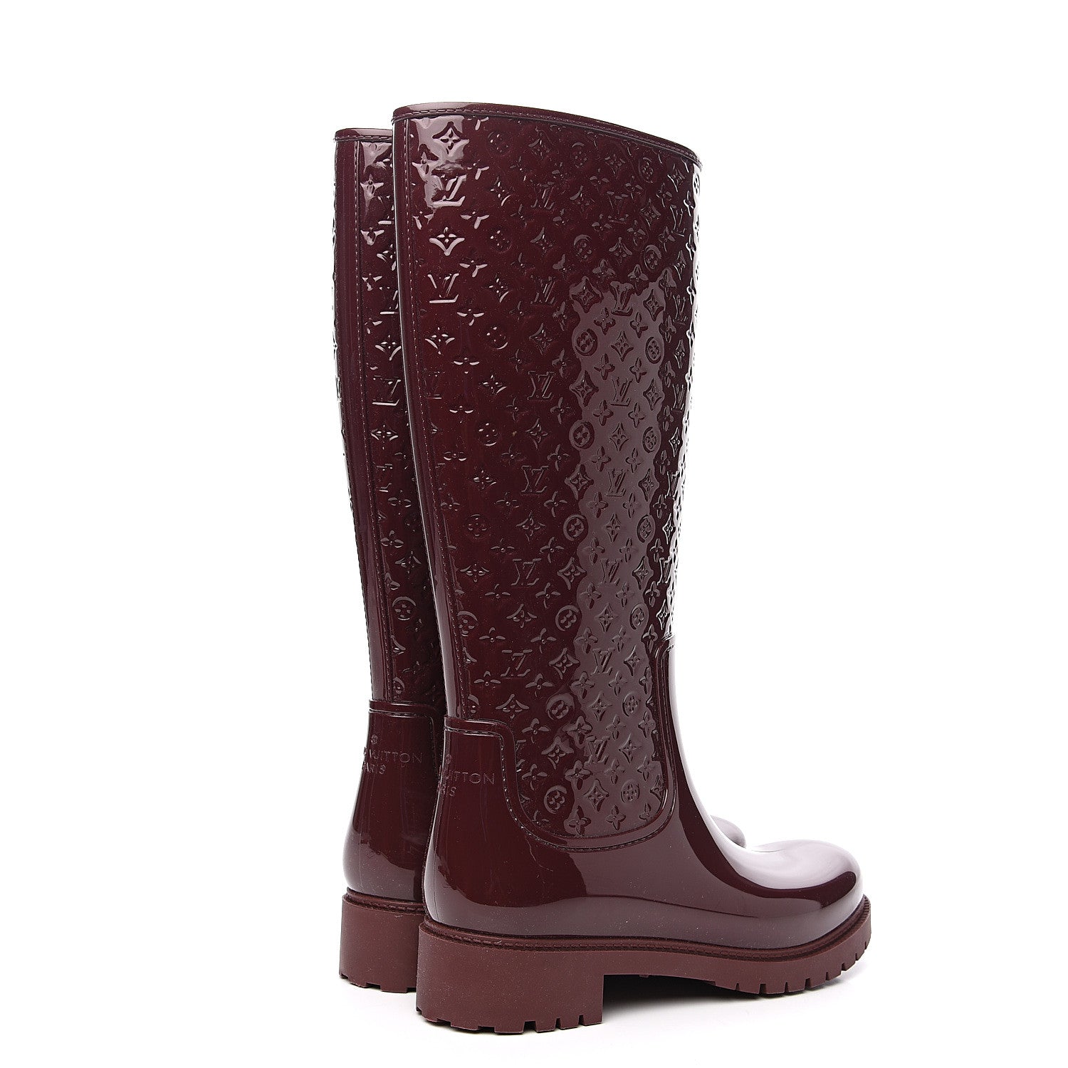 Louis Vuitton Rubber Embossed Monogram Splash Rain Boots 41 Brown 4 of 6