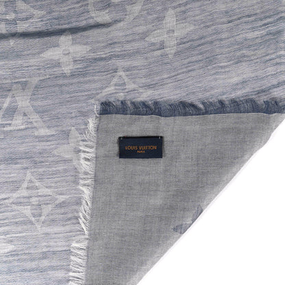 Louis Vuitton Wool Cotton Silk Daily Monogram Stole Denim 2 of 3
