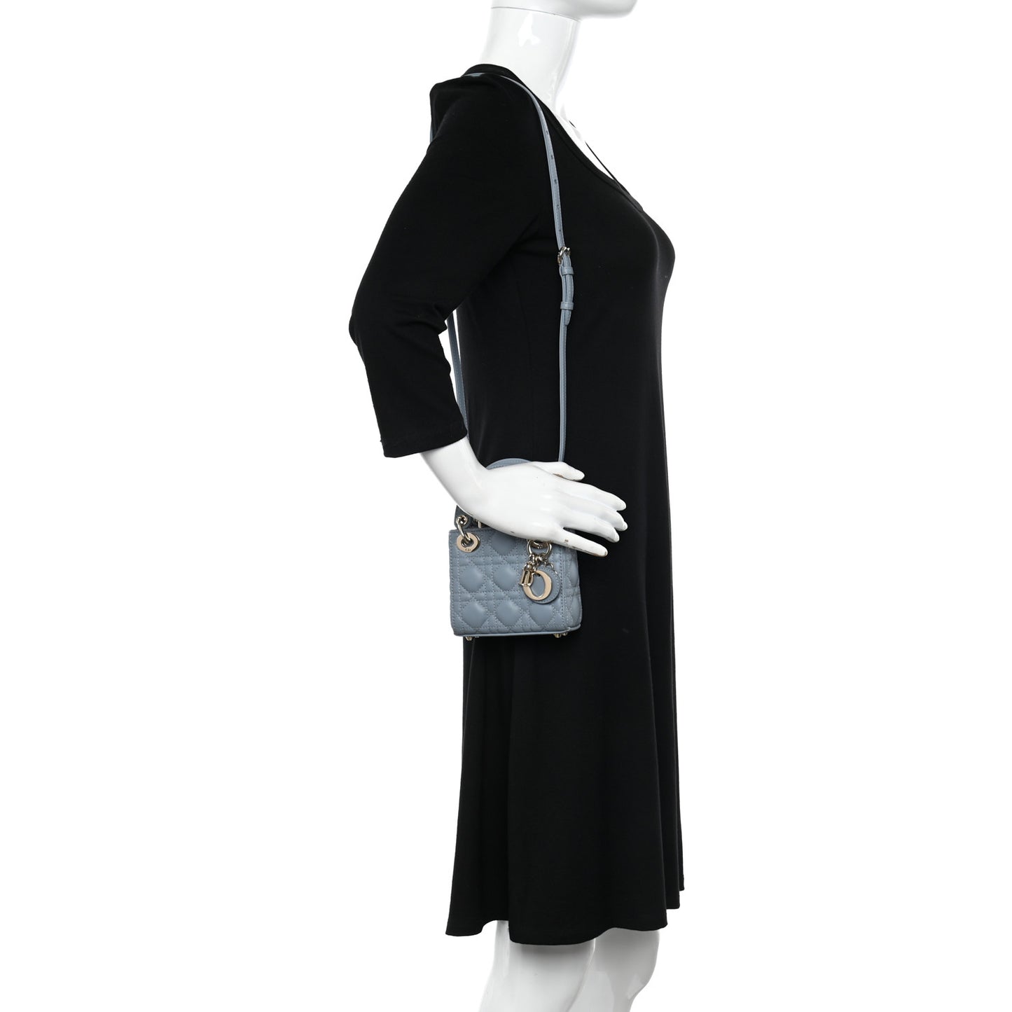 Lambskin Cannage Micro Lady Dior Cloud Gray